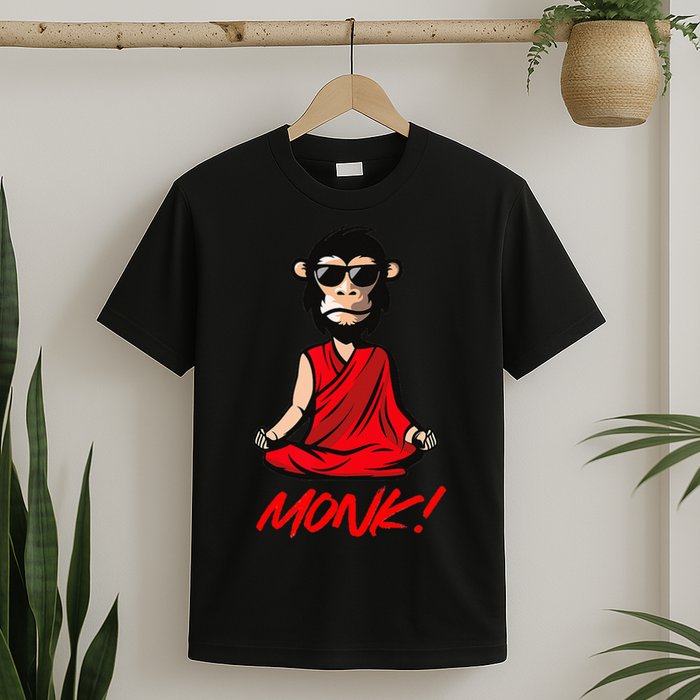 Funny Meditation MONK! Monkey Grafitti Skateboarding Punk T-Shirt