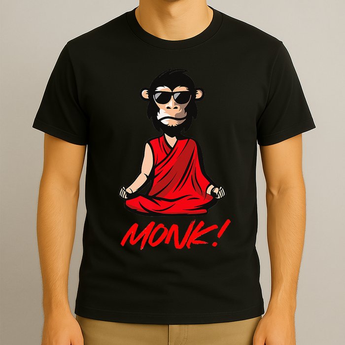 Funny Meditation MONK! Monkey Grafitti Skateboarding Punk T-Shirt
