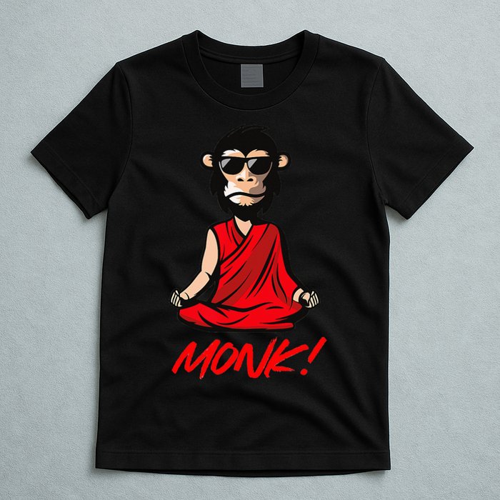 Funny Meditation MONK! Monkey Grafitti Skateboarding Punk T-Shirt