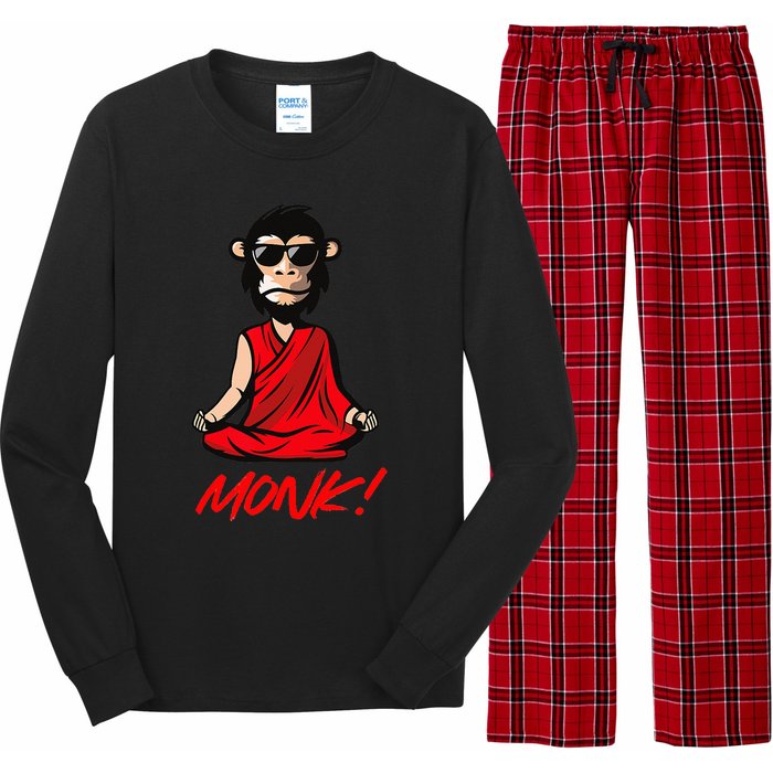 Funny Meditation MONK! Monkey Grafitti Skateboarding Punk Long Sleeve Pajama Set