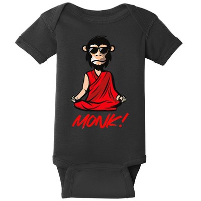 Funny Meditation MONK! Monkey Grafitti Skateboarding Punk Baby Bodysuit