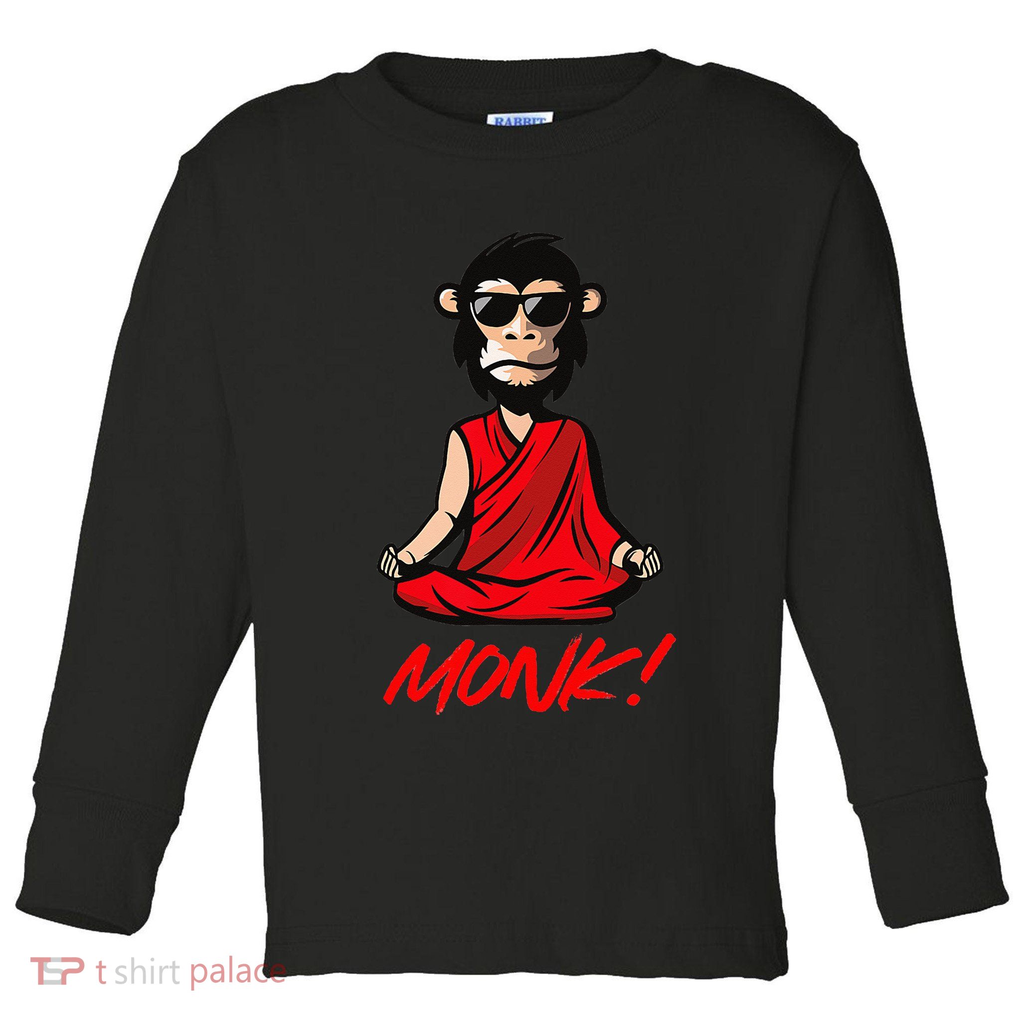 Funny Meditation MONK! Monkey Grafitti Skateboarding Punk Toddler Long Sleeve Shirt