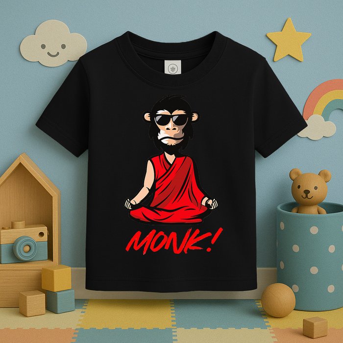 Funny Meditation MONK! Monkey Grafitti Skateboarding Punk Toddler T-Shirt