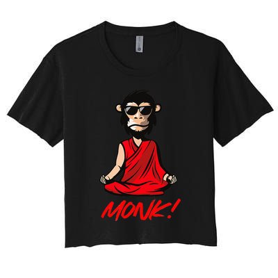 Funny Meditation MONK! Monkey Grafitti Skateboarding Punk Crop Top