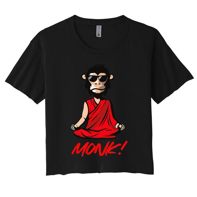 Funny Meditation MONK! Monkey Grafitti Skateboarding Punk Crop Top