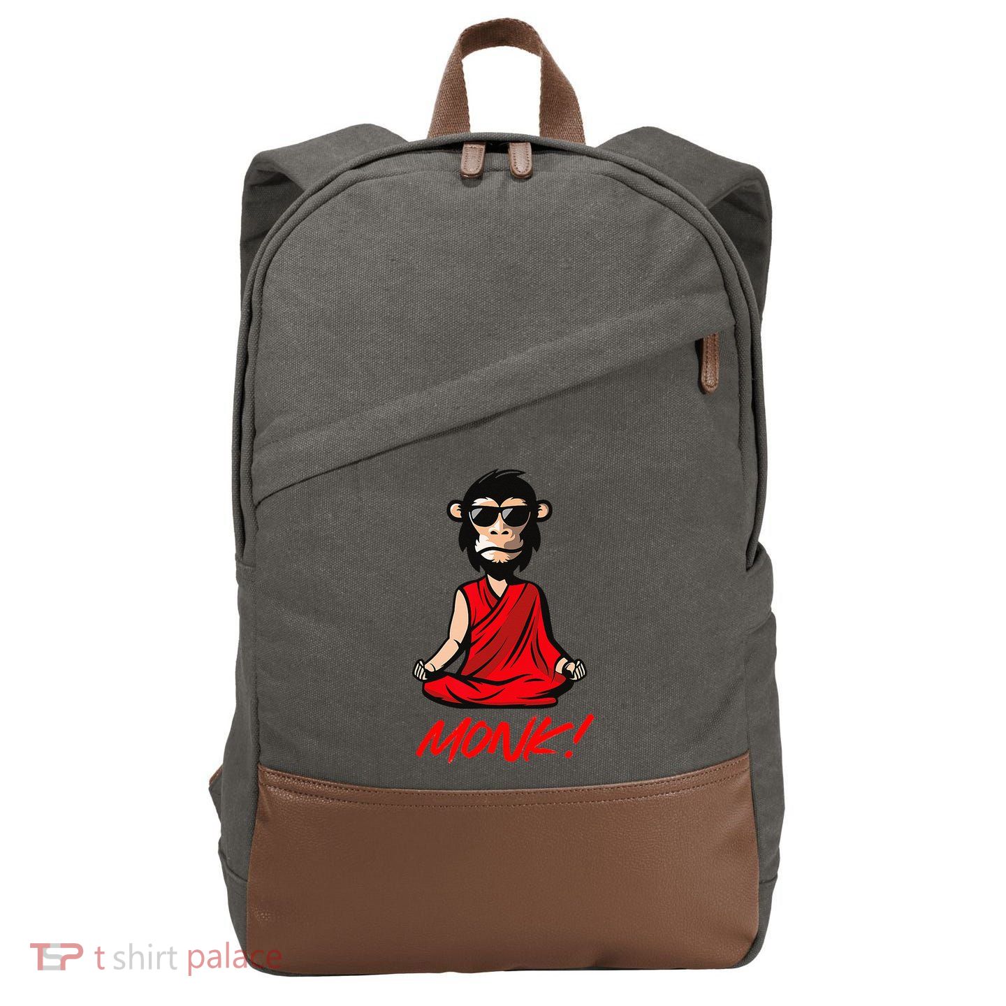 Funny Meditation MONK! Monkey Grafitti Skateboarding Punk Cotton Canvas Backpack