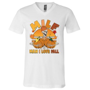 Funny MILF Man I Love Fall V-Neck T-Shirt