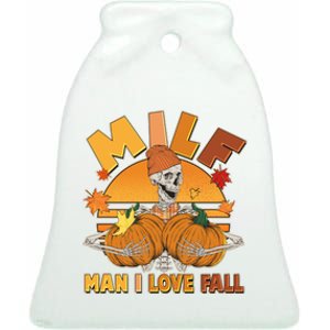 Funny MILF Man I Love Fall Ceramic Bell Ornament