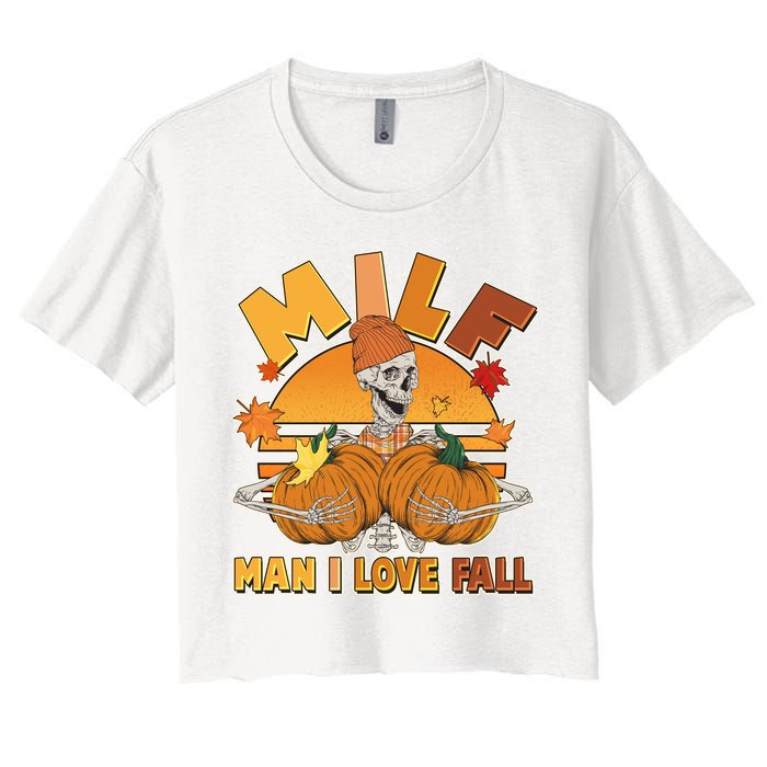Funny MILF Man I Love Fall Women's Crop Top Tee