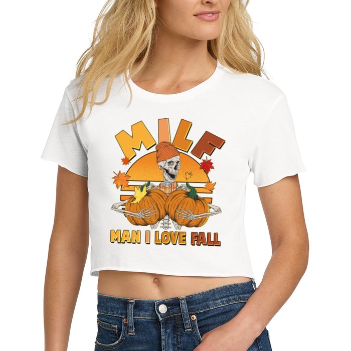 Funny MILF Man I Love Fall Women's Crop Top Tee