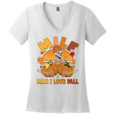 Funny MILF Man I Love Fall Women's V-Neck T-Shirt