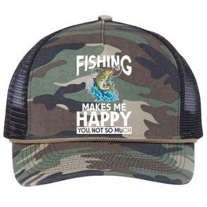 Fishing Makes Me Happy You Not Angling Hunting Fishing Funny Gift Retro Rope Trucker Hat Cap