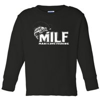 Funny MILF Man I Love Fishing Toddler Long Sleeve Shirt