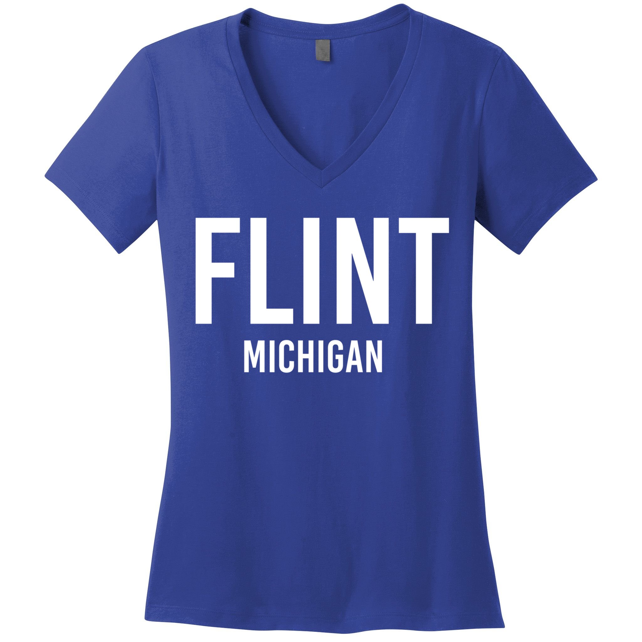 Flint Michigan Mi Usa Patriotic Vintage Sports Great Gift Women's V-Neck T-Shirt