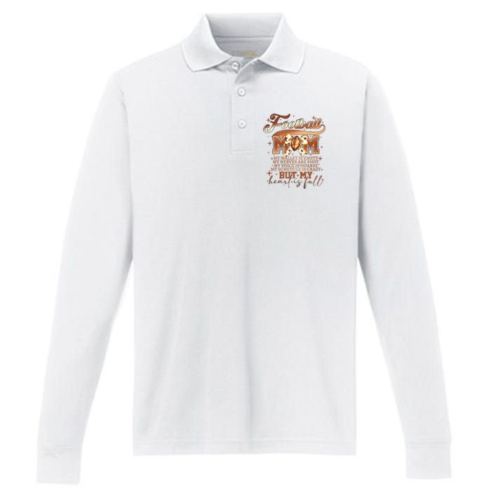 Football Mom My Wallet Is Empty Performance Long Sleeve Polo