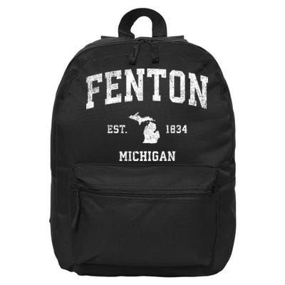 Fenton Michigan Mi Vintage Athletic Sports 16 in Basic Backpack