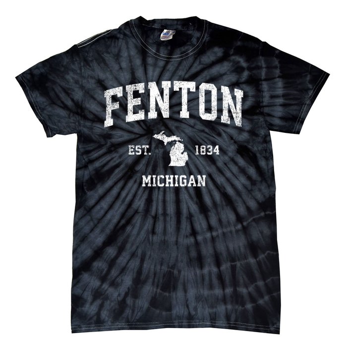 Fenton Michigan Mi Vintage Athletic Sports Tie-Dye T-Shirt