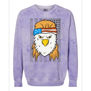 Funny Mullet Merica Bald Eagle 4th Of July American Flag Cool Gift Colorblast Crewneck Sweatshirt