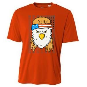 Funny Mullet Merica Bald Eagle 4th Of July American Flag Cool Gift Cooling Performance Crew T-Shirt