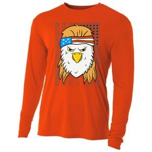 Funny Mullet Merica Bald Eagle 4th Of July American Flag Cool Gift Cooling Performance Long Sleeve Crew