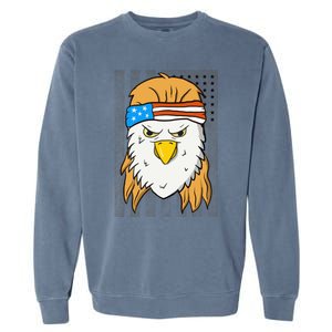 Funny Mullet Merica Bald Eagle 4th Of July American Flag Cool Gift Garment-Dyed Sweatshirt