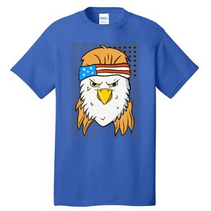 Funny Mullet Merica Bald Eagle 4th Of July American Flag Cool Gift Tall T-Shirt