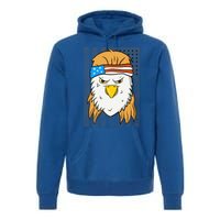 Funny Mullet Merica Bald Eagle 4th Of July American Flag Cool Gift Premium Hoodie