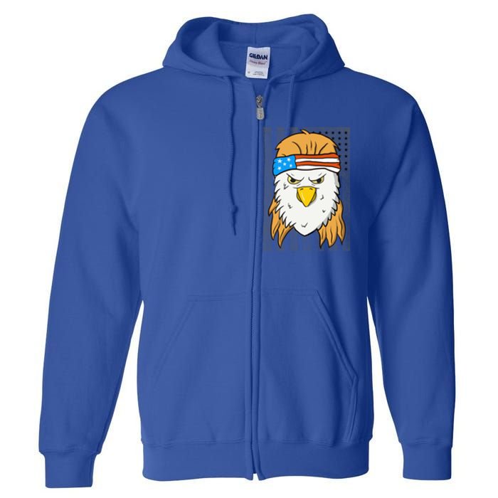 Funny Mullet Merica Bald Eagle 4th Of July American Flag Cool Gift Full Zip Hoodie