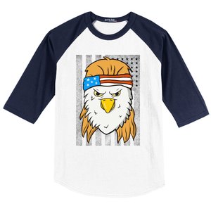 Funny Mullet Merica Bald Eagle 4th Of July American Flag Cool Gift Baseball Sleeve Shirt