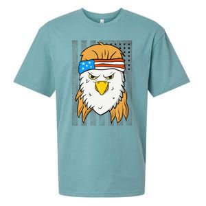 Funny Mullet Merica Bald Eagle 4th Of July American Flag Cool Gift Sueded Cloud Jersey T-Shirt