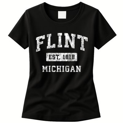 Flint Michigan Mi Vintage Established Sports Womens T-Shirt