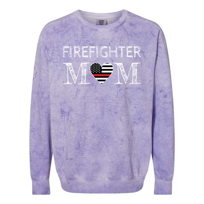 Firefighter Mom Mother Support The Thin Red Line Flag Son Gift Colorblast Crewneck Sweatshirt