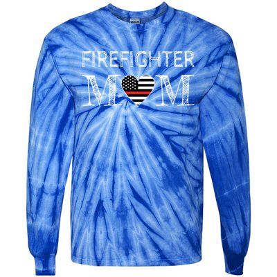 Firefighter Mom Mother Support The Thin Red Line Flag Son Gift Tie-Dye Long Sleeve Shirt