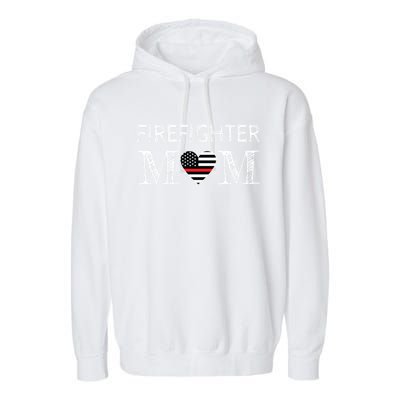 Firefighter Mom Mother Support The Thin Red Line Flag Son Gift Garment-Dyed Fleece Hoodie