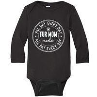 Fur Mom Mode White Baby Long Sleeve Bodysuit