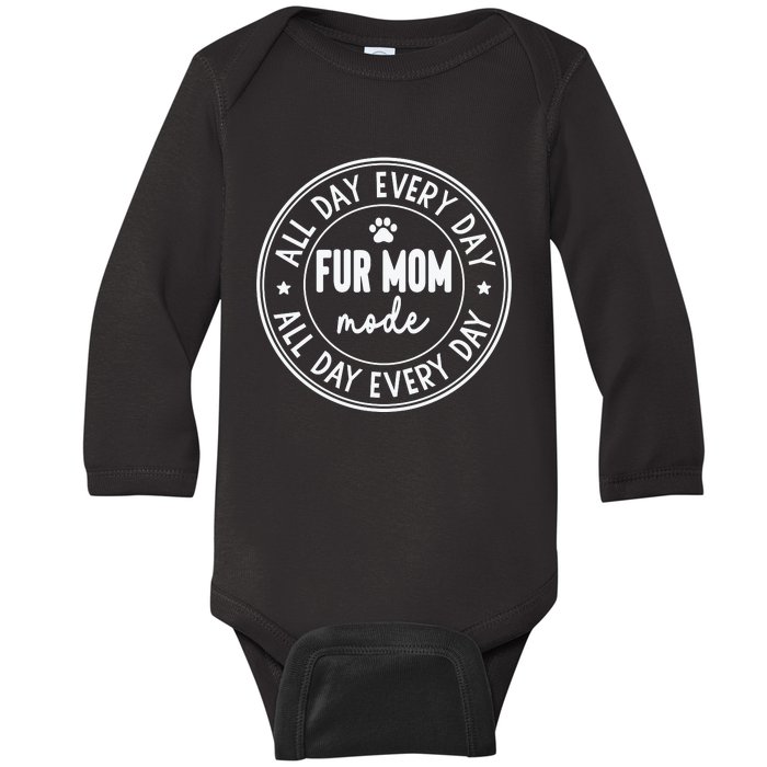 Fur Mom Mode White Baby Long Sleeve Bodysuit