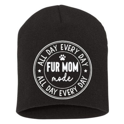 Fur Mom Mode White Short Acrylic Beanie