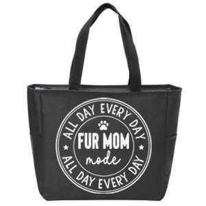 Fur Mom Mode White Zip Tote Bag