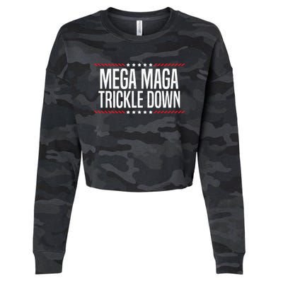 Funny MEGA MAGA Trickle Down Cropped Pullover Crew