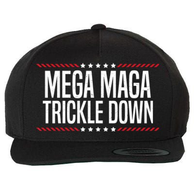 Funny MEGA MAGA Trickle Down Wool Snapback Cap