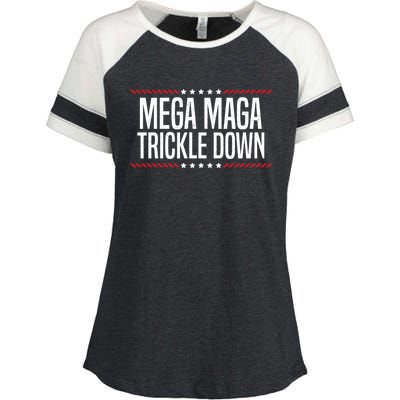 Funny MEGA MAGA Trickle Down Enza Ladies Jersey Colorblock Tee