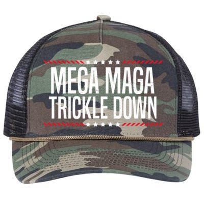 Funny MEGA MAGA Trickle Down Retro Rope Trucker Hat Cap