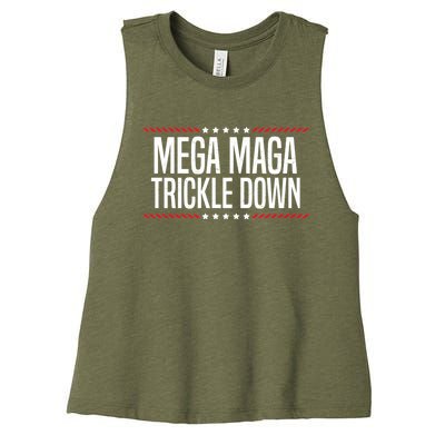 Funny MEGA MAGA Trickle Down Women's Racerback Cropped Tank