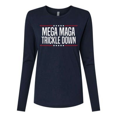 Funny MEGA MAGA Trickle Down Womens Cotton Relaxed Long Sleeve T-Shirt