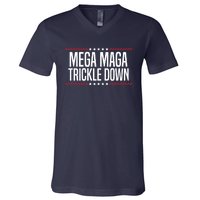 Funny MEGA MAGA Trickle Down V-Neck T-Shirt