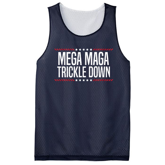 Funny MEGA MAGA Trickle Down Mesh Reversible Basketball Jersey Tank