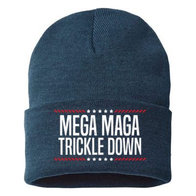 Funny MEGA MAGA Trickle Down Sustainable Knit Beanie