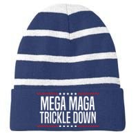 Funny MEGA MAGA Trickle Down Striped Beanie with Solid Band