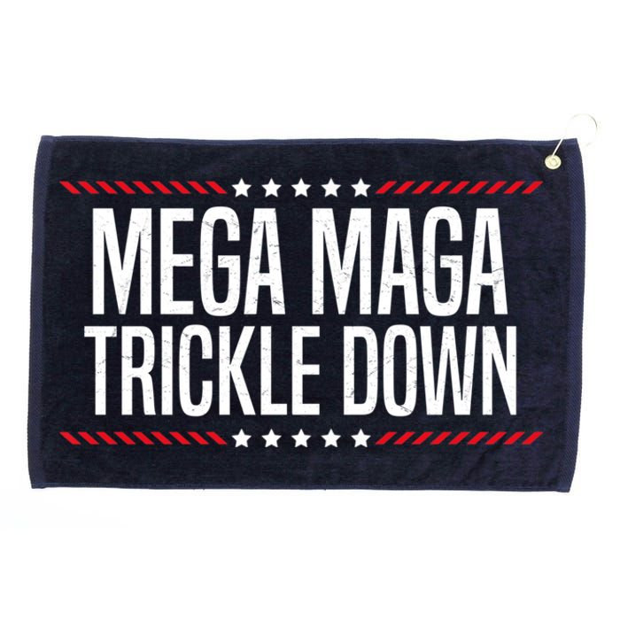 Funny MEGA MAGA Trickle Down Grommeted Golf Towel