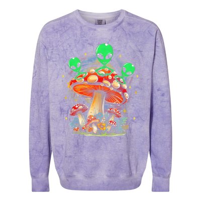 Funny Magic Mushroom Alien Trippy Shroom Lsdweed Acid Trip Colorblast Crewneck Sweatshirt